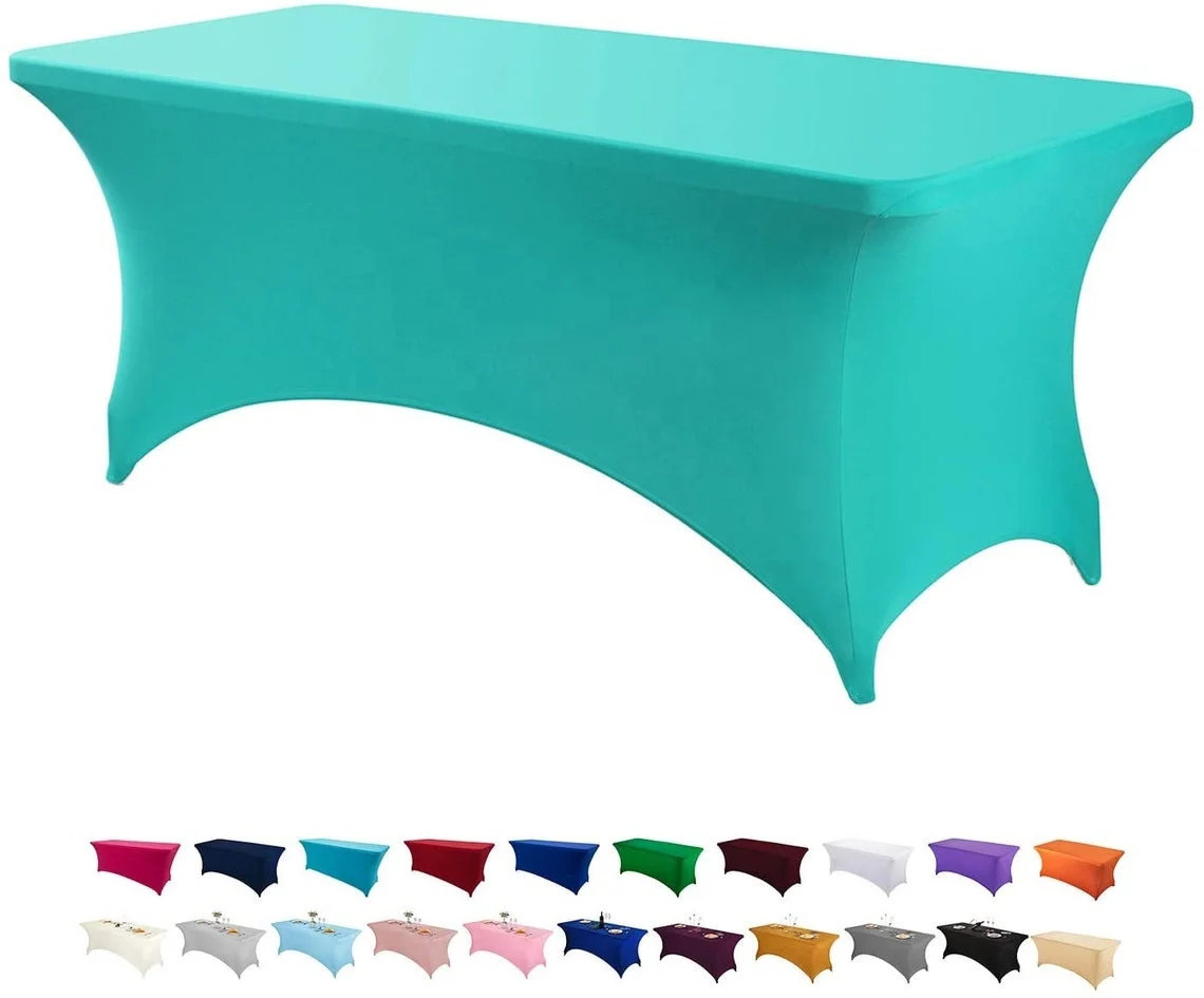 Spandex Table Cover for 6Ft or 4fT or 8ft Table Universal Fitted Stretch Tablecloth for Wedding Party