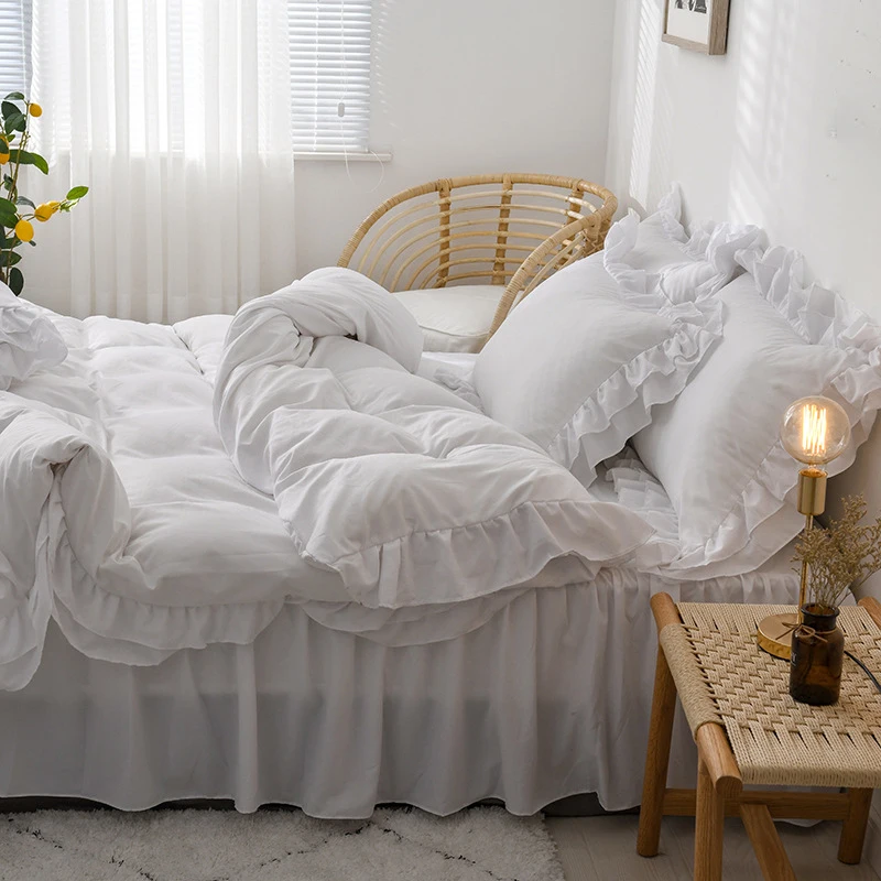 Dericsson Double Ruffled Bed Linen Four Sets Wholesale Skirt Sheet Set for Houses