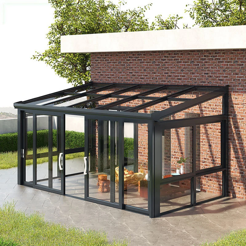 Cheap Aluminum Outdoor Patio Sun Room Modern Flat Glass Tiny Houses Porch Sunroom Enclosure Summerhouses