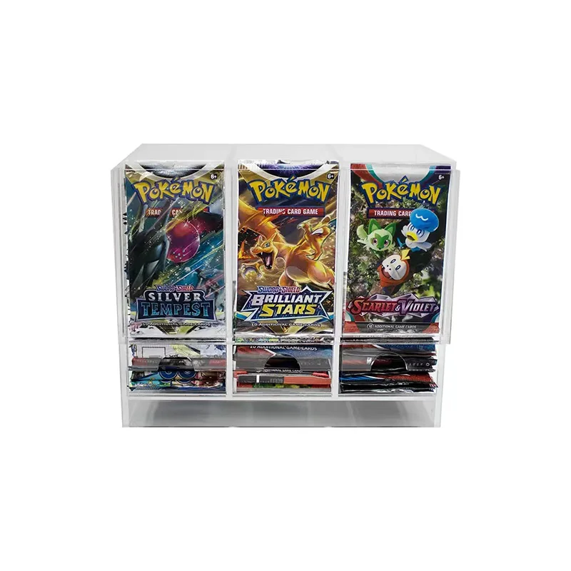 Collect Cards Pack Display Holder 3 slot 6 Slot Acrylic Trading Card Game Booster 6 slot acrylic card pack dispenser