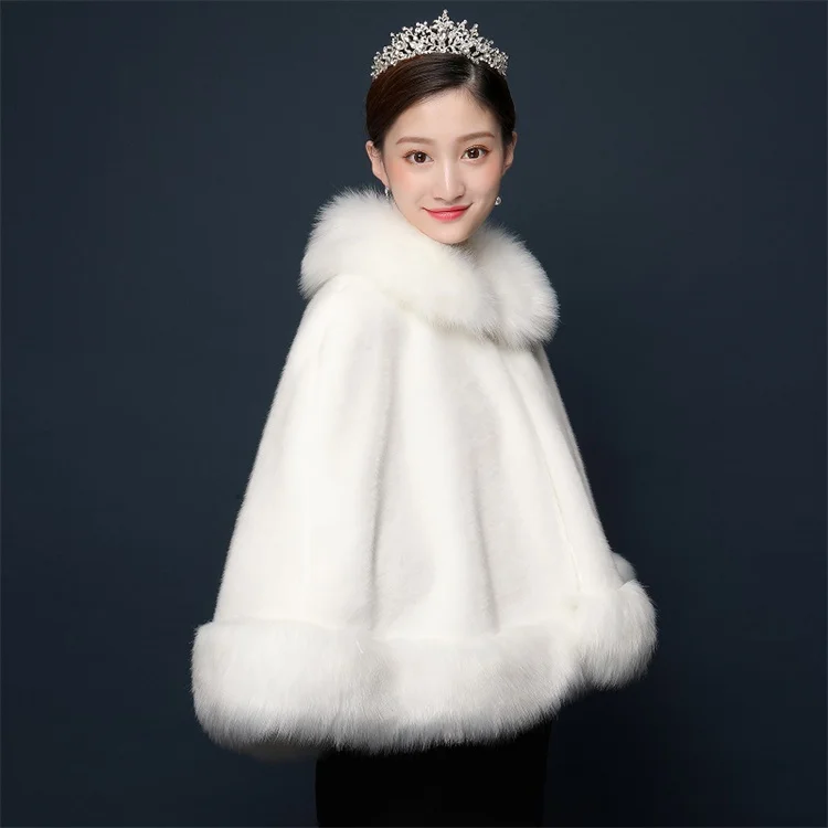 Jrfur Acrylic Fiber V-Neck Knitted Cardigan Gentle Cropped Crop Top White Birthday Parties Soft Faux Fur Collar Shawl