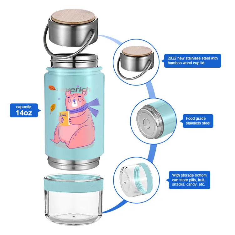 Antlers cup 600ML Children Bottle for Outdoor Travel School Cute Cartoon Animal Baby Water Bottle with Shoulder Strap for kids