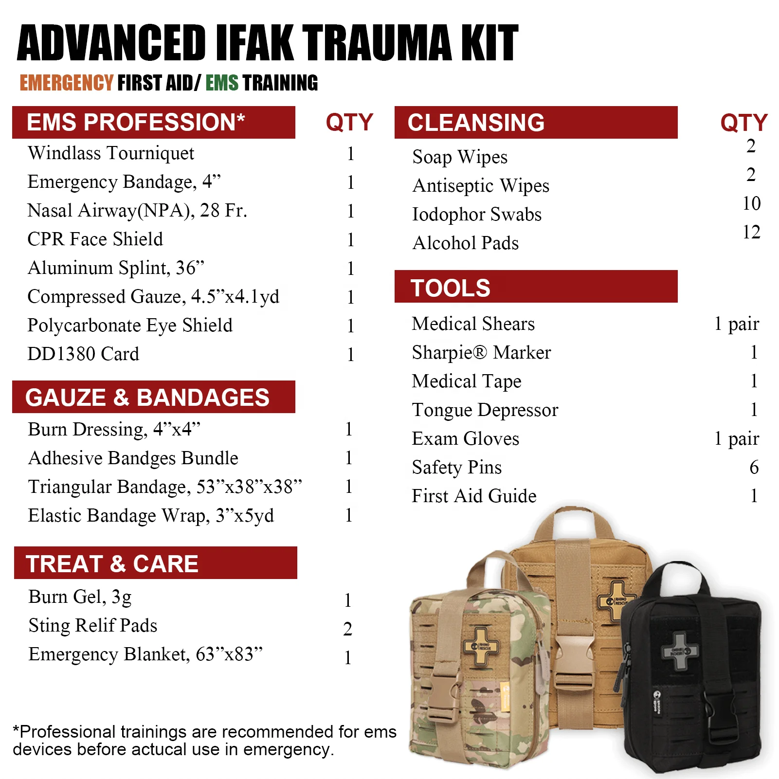 IFAK Trauma Kit Medical First Aid Kit Military Bags Tactical Kit