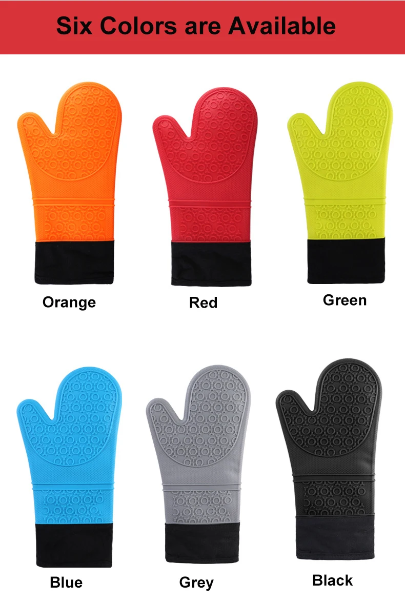Christmas Double Cotton Rubber Flexible Heat Resistant Kitchen Baking Grill Cooking BBQ Oven Gloves Microwave Silicon Oven Mitts