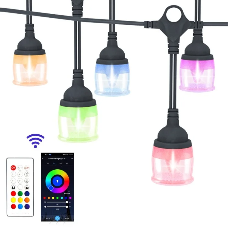 Wholesale Smart Rgb 16 Led color changing Christmas outdoor String Lights Decoration Festoon Patio Lighting