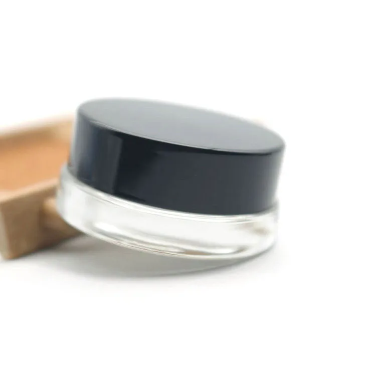 7ml Low Profile Thick Glass Containers with Black Lids - Concentrate Jars for Lip Balm, Wax, Cosmetics