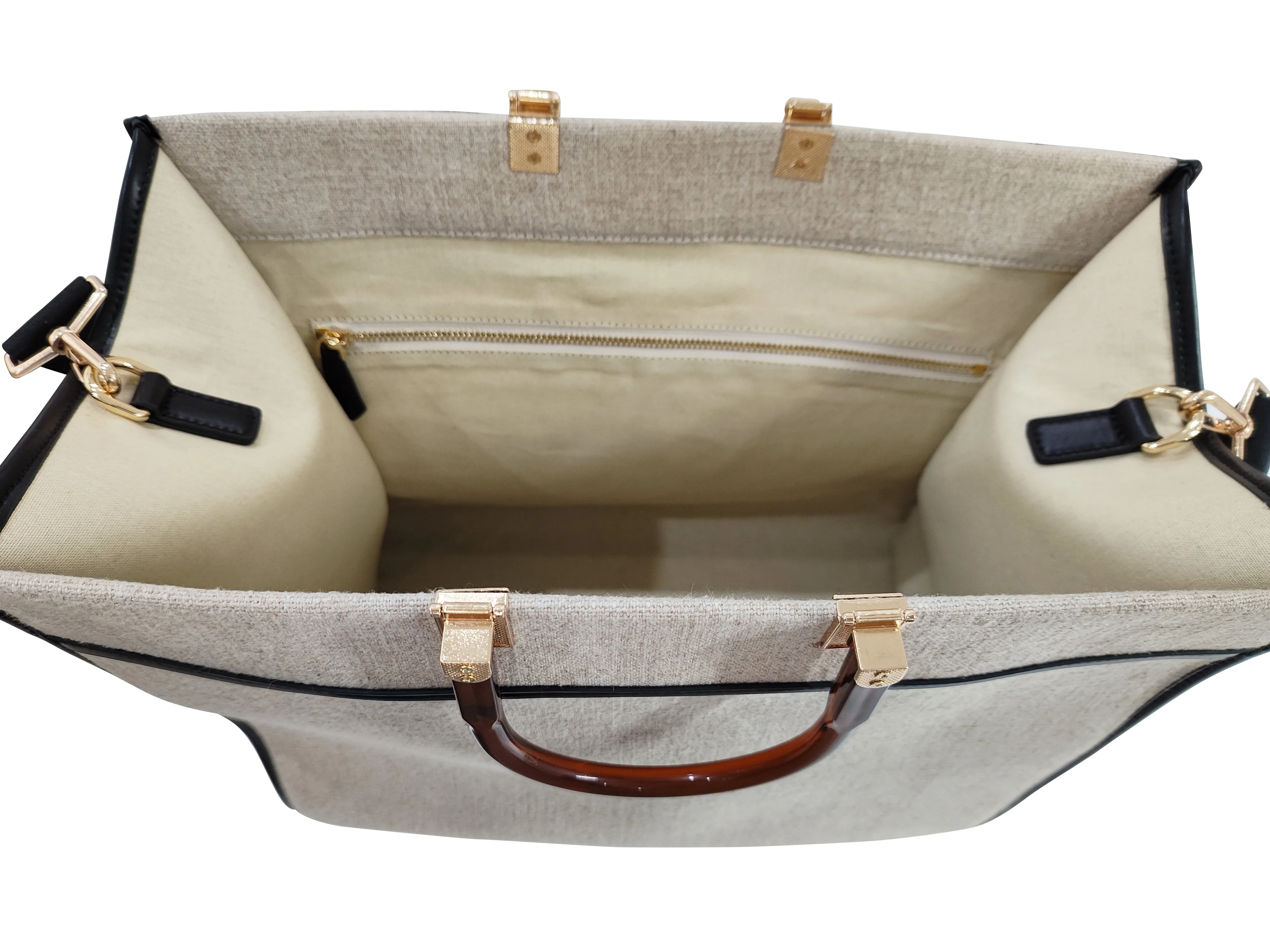 Custom New design Good capacity and nice style Posh style Cotton Tote Bag with resin Handle 40*35*20CM