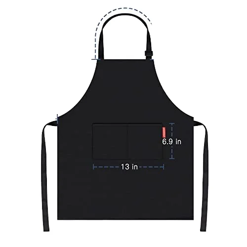 100% Cotton Black Kitchen Apron With Custom Design& Colors Adjustment Straps Chef Apron Friendly Cotton Cooking Apron