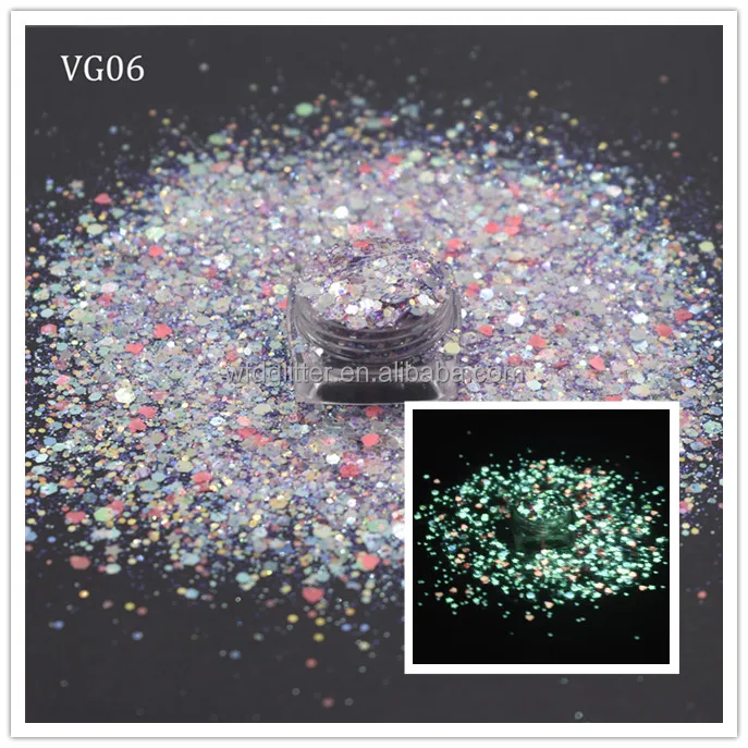 2022 New luminous chunky glitter glow in dark Nail Flakes Glitter birthday decoration