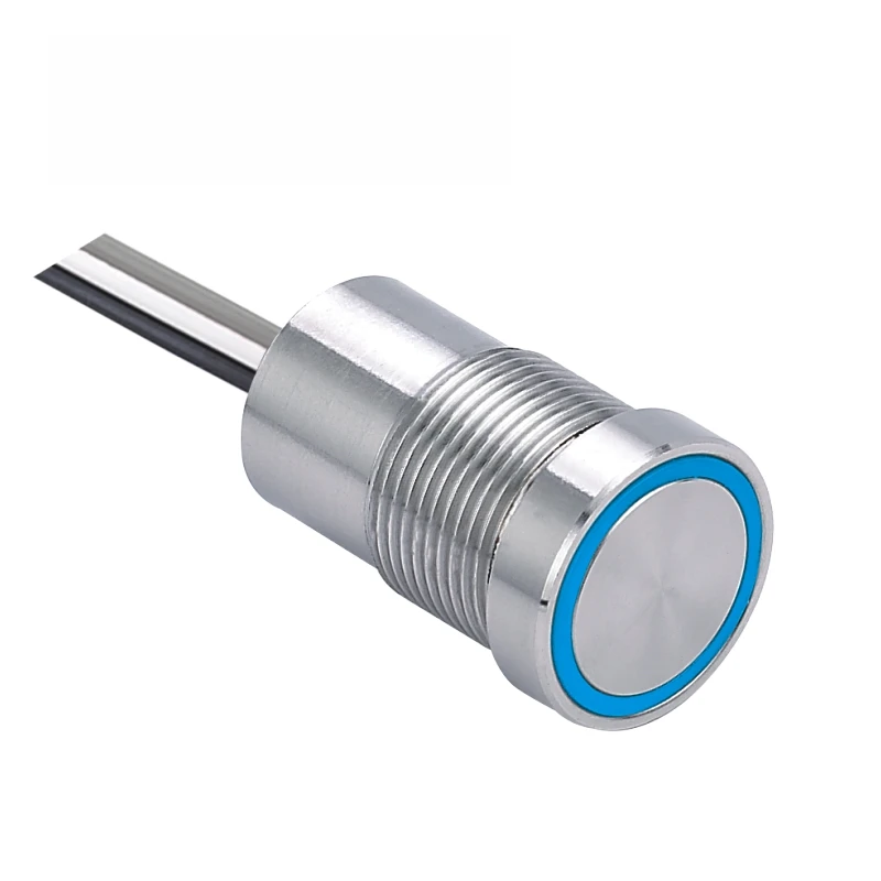 22mm flat round metal  touch switch, momentary/ latching, LED ring illuminated, IP68, no sound push button