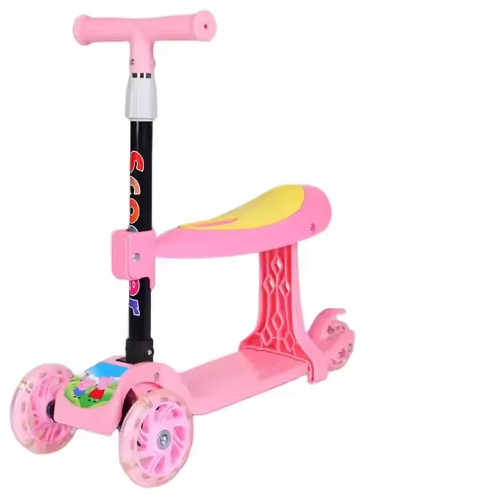 Hot Selling Kids Luggage Scooter with LED Lights Adjustable 3-Wheel Plastic Foot Scooter for 2-8 Year Old Children