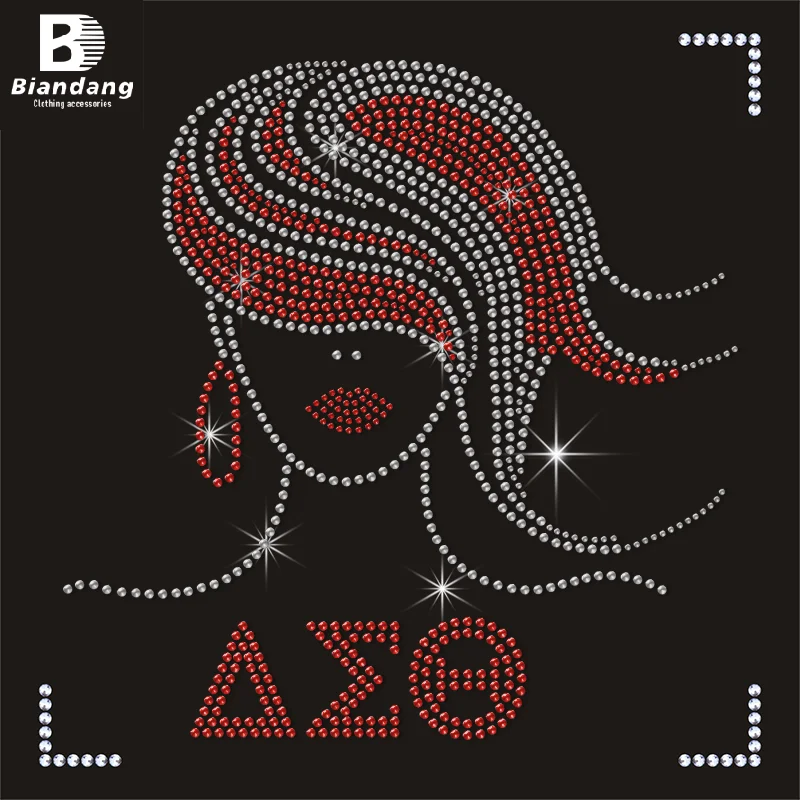 Wholesale Sorority Group Logo Hot Fix Delta Sigma Theta Iron on Rhinestone Transfer for T Shirt