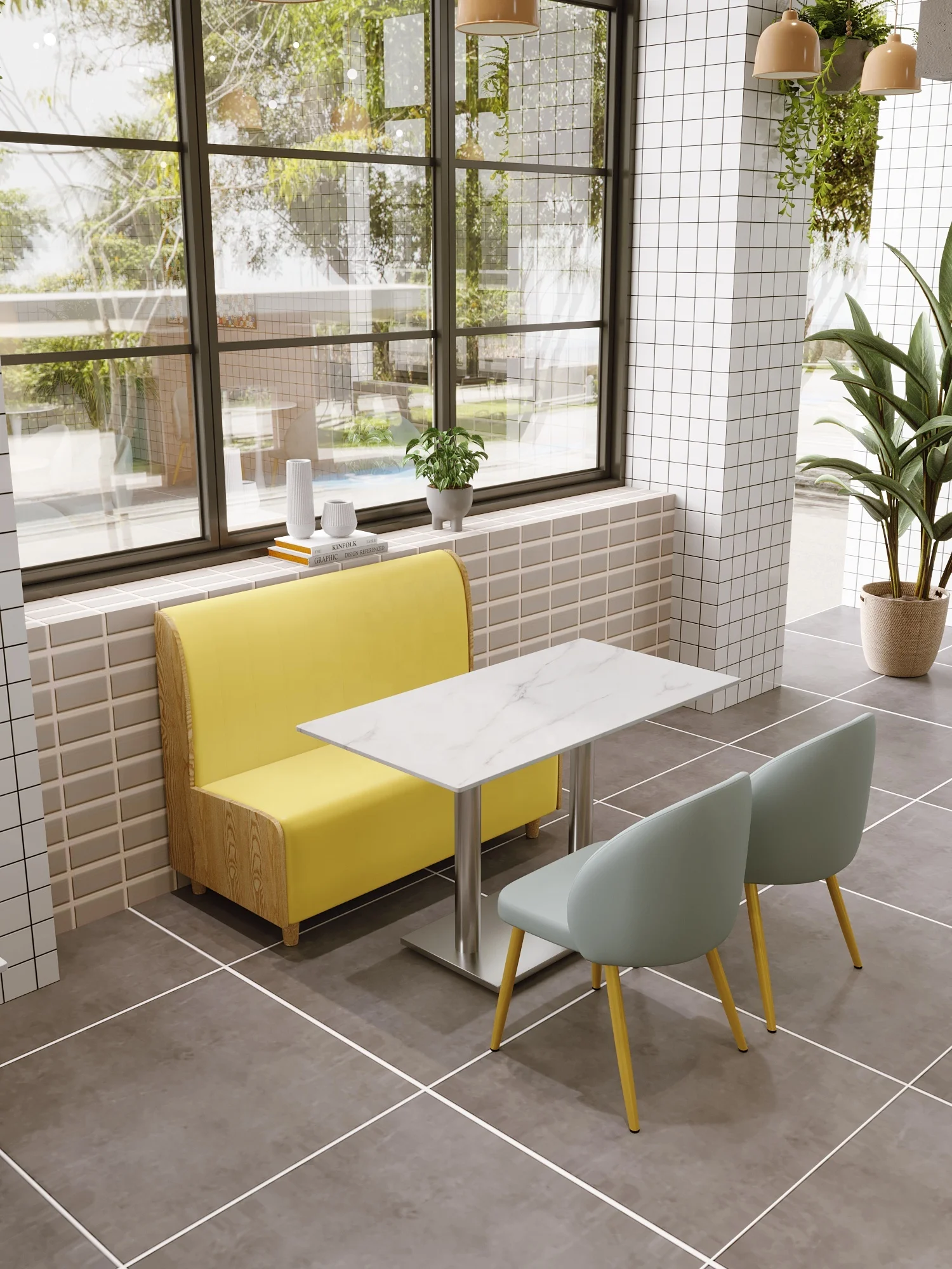 Popular Modern Durable Metal Marble Commercial Hotel Furniture Cafe Restaurant Table and Chair Furniture Set