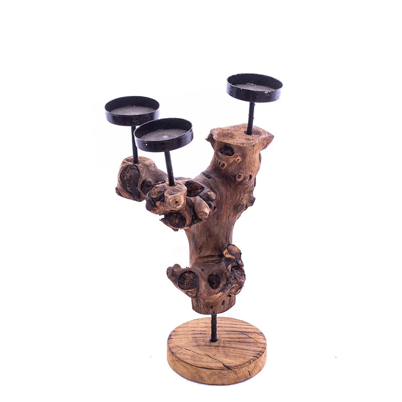 
Wooden Metal Candle Stick Holder 