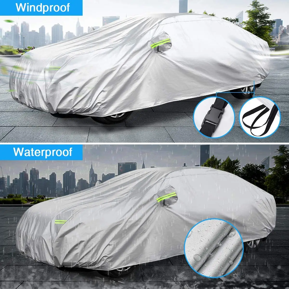 Accessories Car Cover All Weather UV snow Protection Basic Guard 3 Layer Breathable Dust Proof Universal Fit Full Car Cover