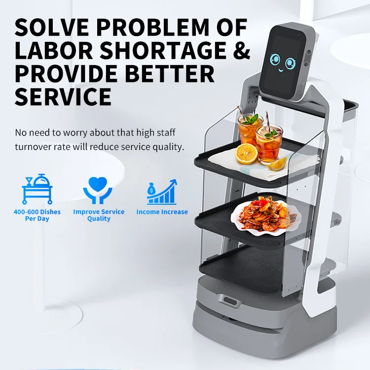ELUEYES Robots De Servicio Para Restaurantes, Customized Automatic Restaurant Meal Delivery Robot Waiters For Serving Coffee/