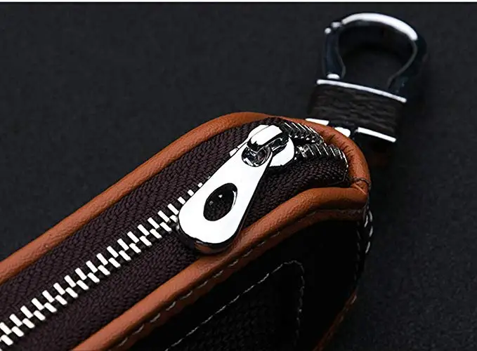 
Genuine Leather Auto Car Key FOB Holder Protector Cover Smart Key Chain with Metal Hook Car Key case Key Bag 