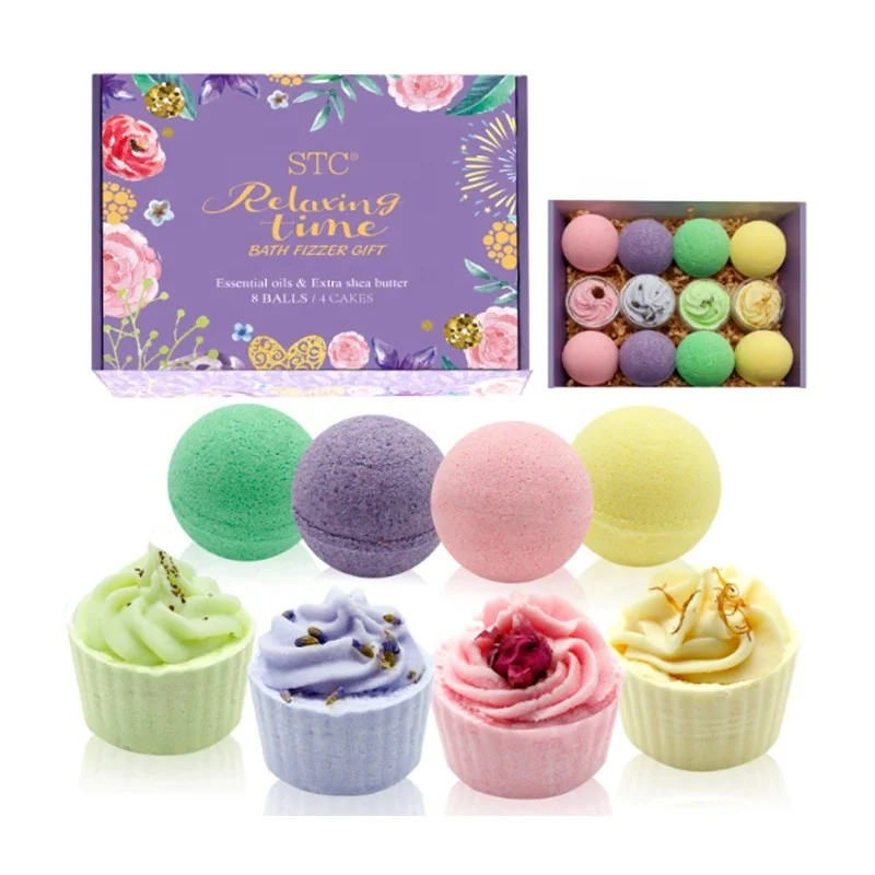 Christmas gift set wtih 6pcs butter cupcake bath fizzer
