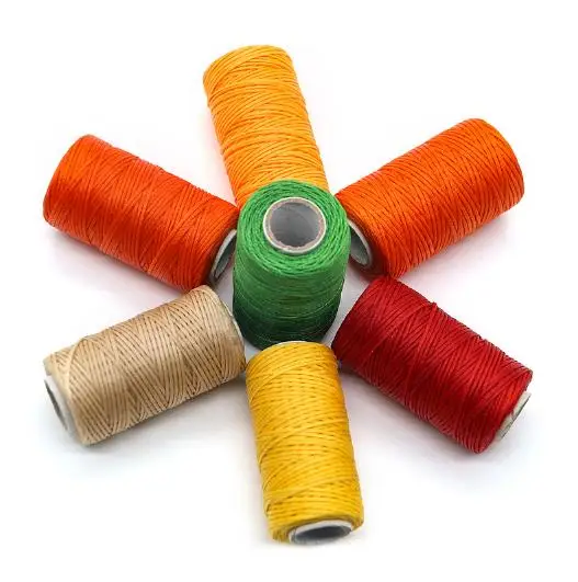 Customized Color 1.5MM 30 M/Roll 100% Polyester Flat Wax Rope For Sewing Leather