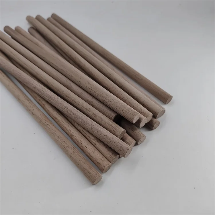 Dia 8mm long180mm black walnut wood round dowel solid wood sticks customized wooden sticks