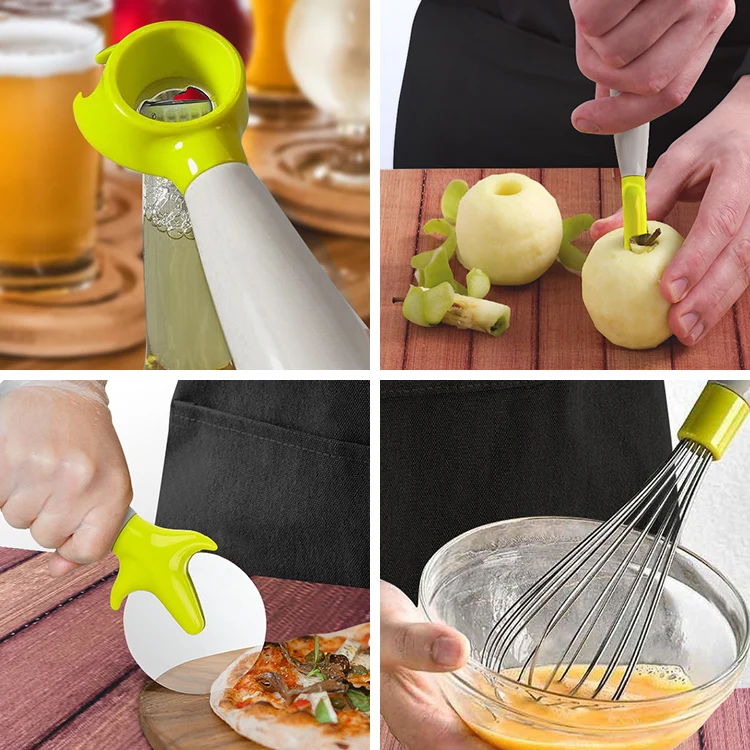 ANJUKE 12 Pcs Home Kitchen Gadgets Tools Set Egg Whisk Fruit Peeler Ice Cream Scoop Opener Pizza Cutter Grater Lemon Juicer