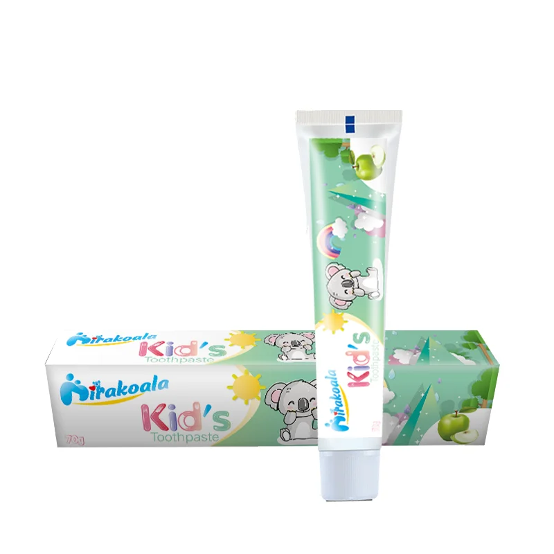 Baby toothpaste with fluoride bubble gum 0-6 year old safe for use rainbow color with private label
