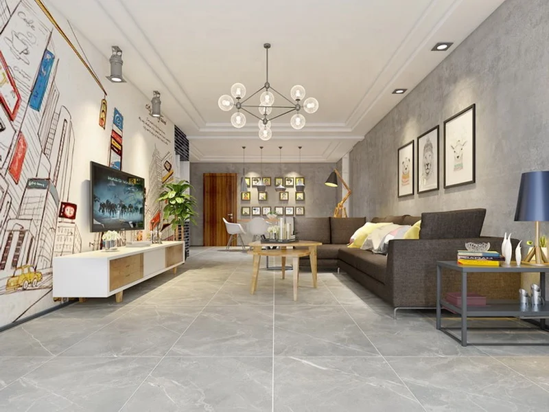 600x1200mm Grey Marble Full Polished Glazed Living Room Lobby Floor Wall Tile