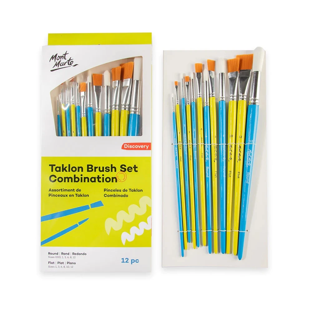 Mont Marte Taklon Brush Set Combination 12pc artist paint brushes
