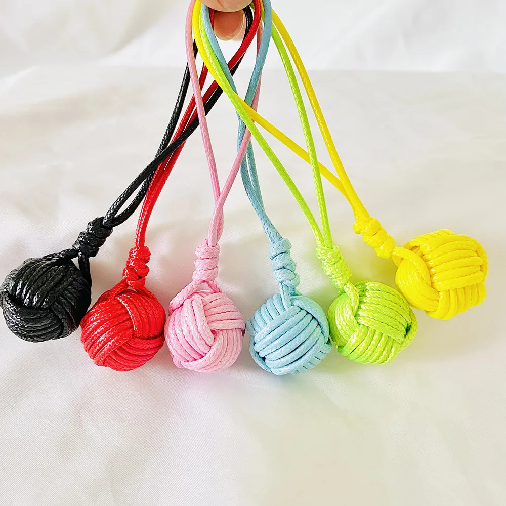 Retro Monkey Fist Knot Keychain Bag Pendant DIY Hand-woven Key Ball Pendant DIY Car Key Accessories