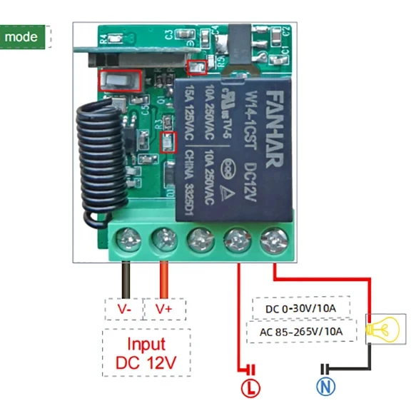 Tuya Mini Relay Smart Automation 433mhz Module, 85-265 12V Motor Switch