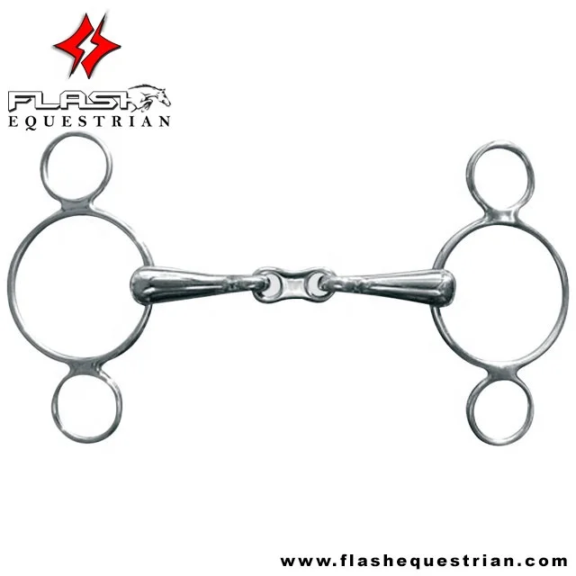 Custom Made JP Kor Steel Blue Steel Jointed 3 Ring Dutch Gag Bit Stainless Steel Western Dutch Gag Bit German Sier Horse Bits