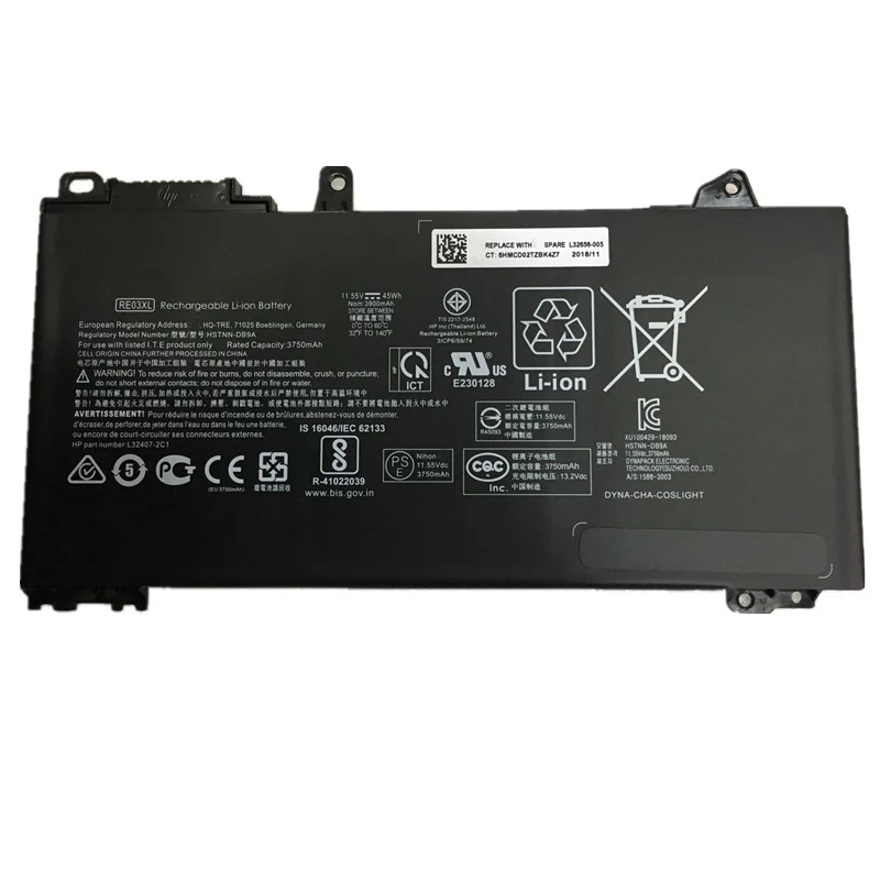 RE03XL battery for HP Probook 430 G6 replacement laptop battery notebook HSTNN-DB9A HSTNN-OB1C for HP 11.55V 45WH