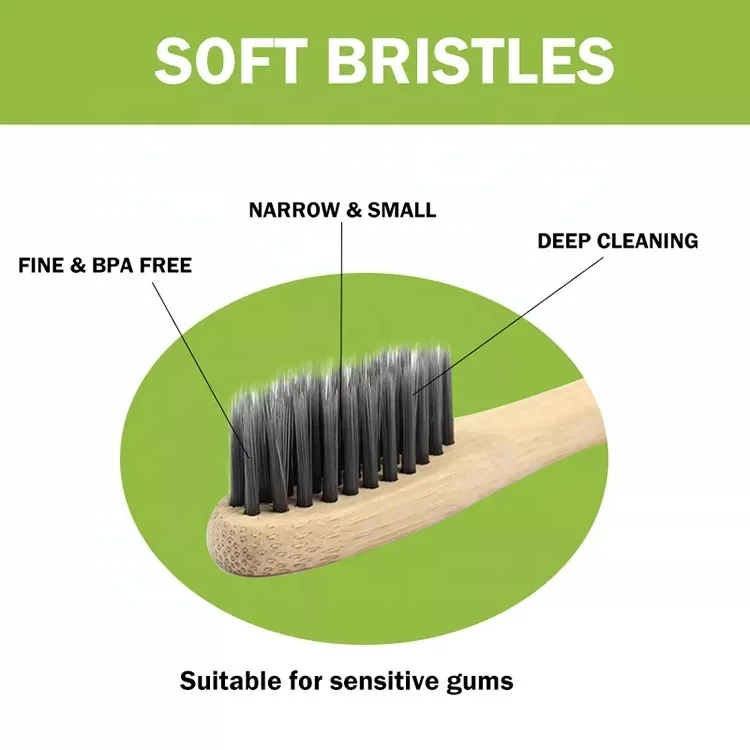 LULA Eco Friendly Biodegradable Natural Recyclable Soft Bristle Wooden Wood Bambu Bamboo Toothbrush For Adult Children