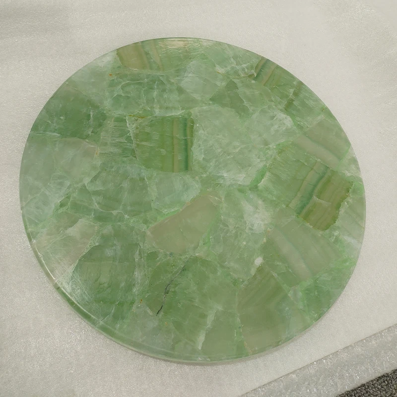 Translucent Colorful Semi Precious Stone Green Crystal Quartz Countertops Vanity Tops Table Tops