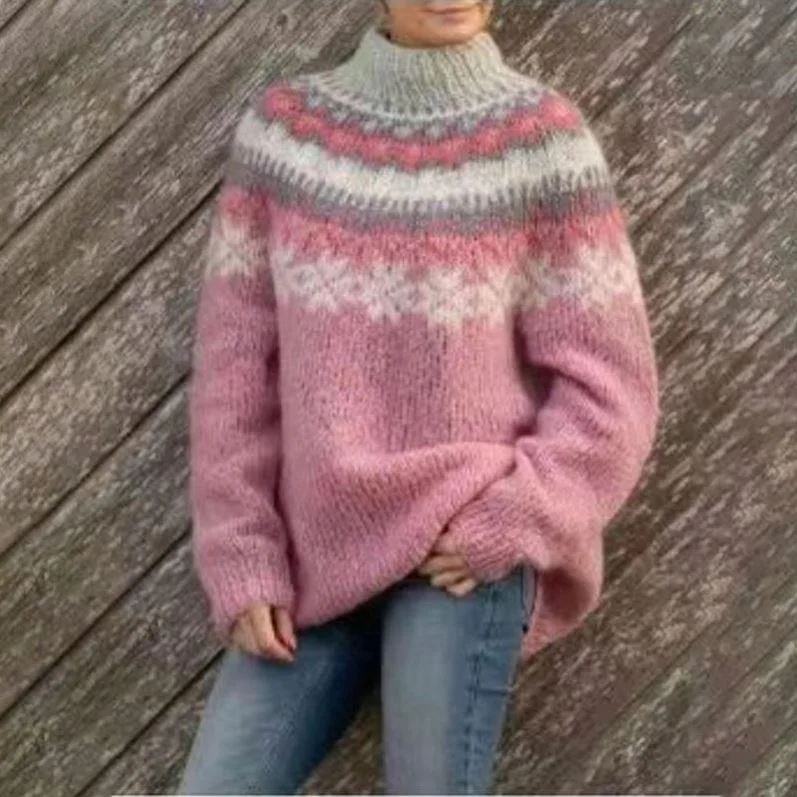 Custom knit sweater women crochet sweater long sleeve turtleneck woman knitwear handmade sweater design for ladies