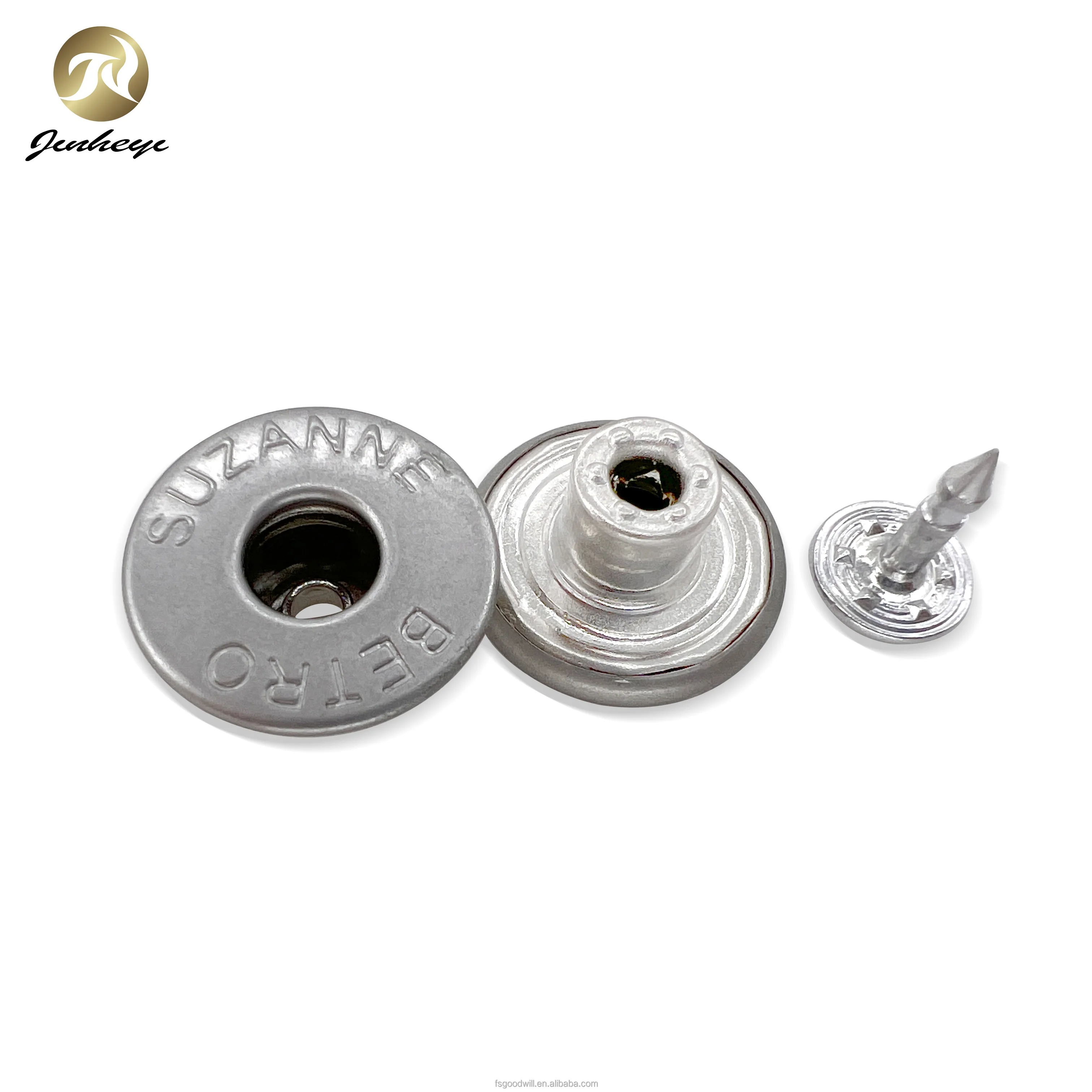 Factory Wholesale Custom Clothing Buttons Pins No Sew 17 mm Metal Jeans Buttons Logo For Denim