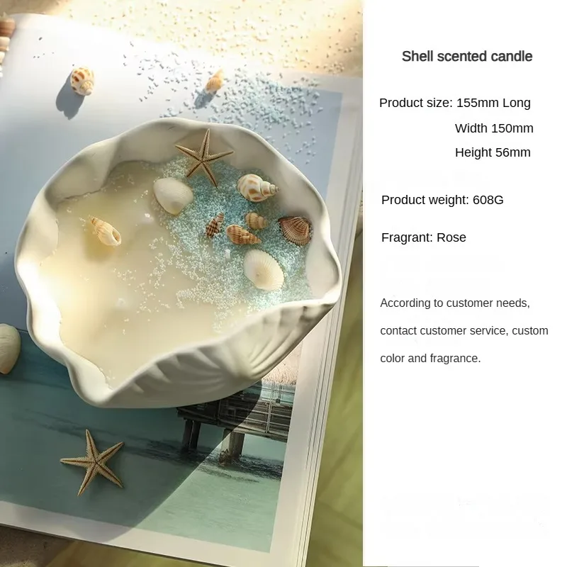 Guest Luxury Fragrance Logo Aromatic Wholesale Private Label Best Sea Shell Plaster Ceramic Glass Jar Scented Candle