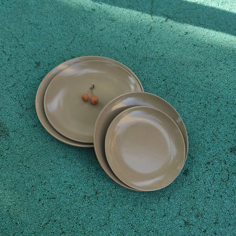 Organic green material rice husk modern tableware plates restaurant dinner