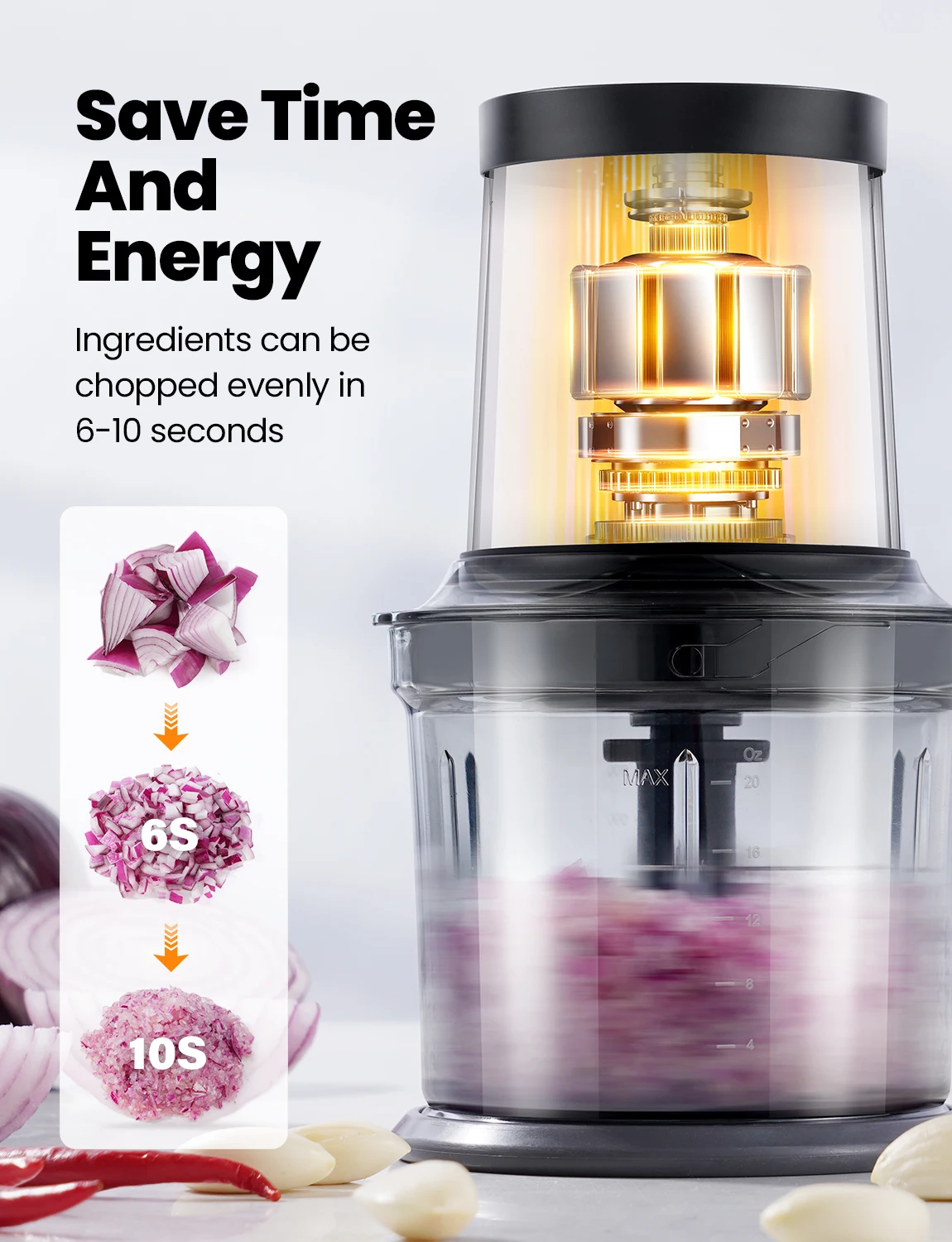 Kitchen Veggie Chopper Factory New Product 300W 4 Bi-Level Blades 2 Bowls Meat Grinder