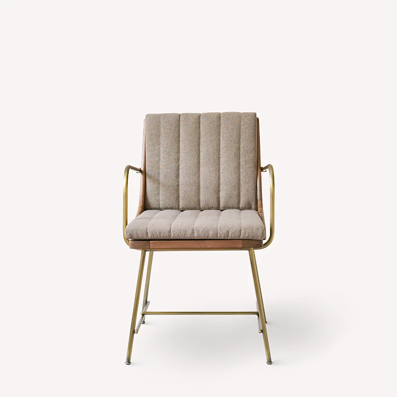 Designer original chair high end club hotel chair linen walnut metal industrial dining chair