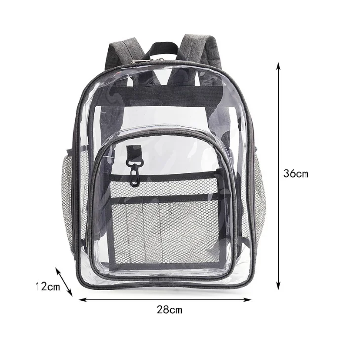 Clear Backpack Stadium Approved for Women Men Heavy Duty See Through Transparent PVC Backpacks for School Work Travel