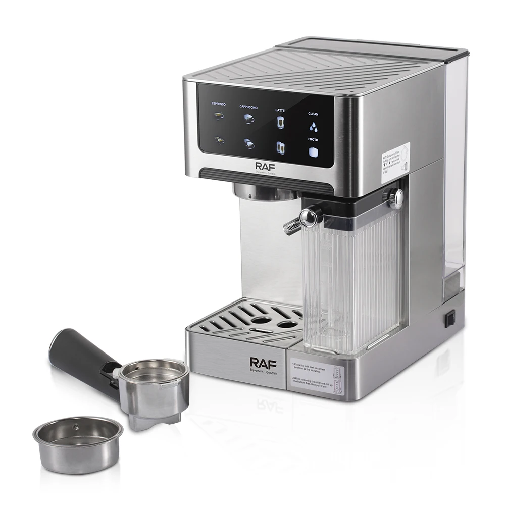 RAF Home Use 1350W 1.8L Stainless Steel Espresso Coffee Maker with 8 Kinds of Coffee Choices