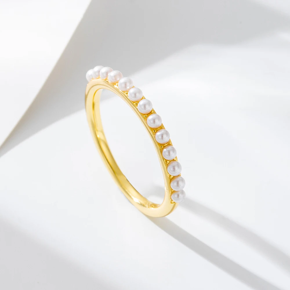 Fashion Simple Freshwater Pearl Ring Dainty S925 Sterling Silver Baroque Pearl Ring for Women Gifts