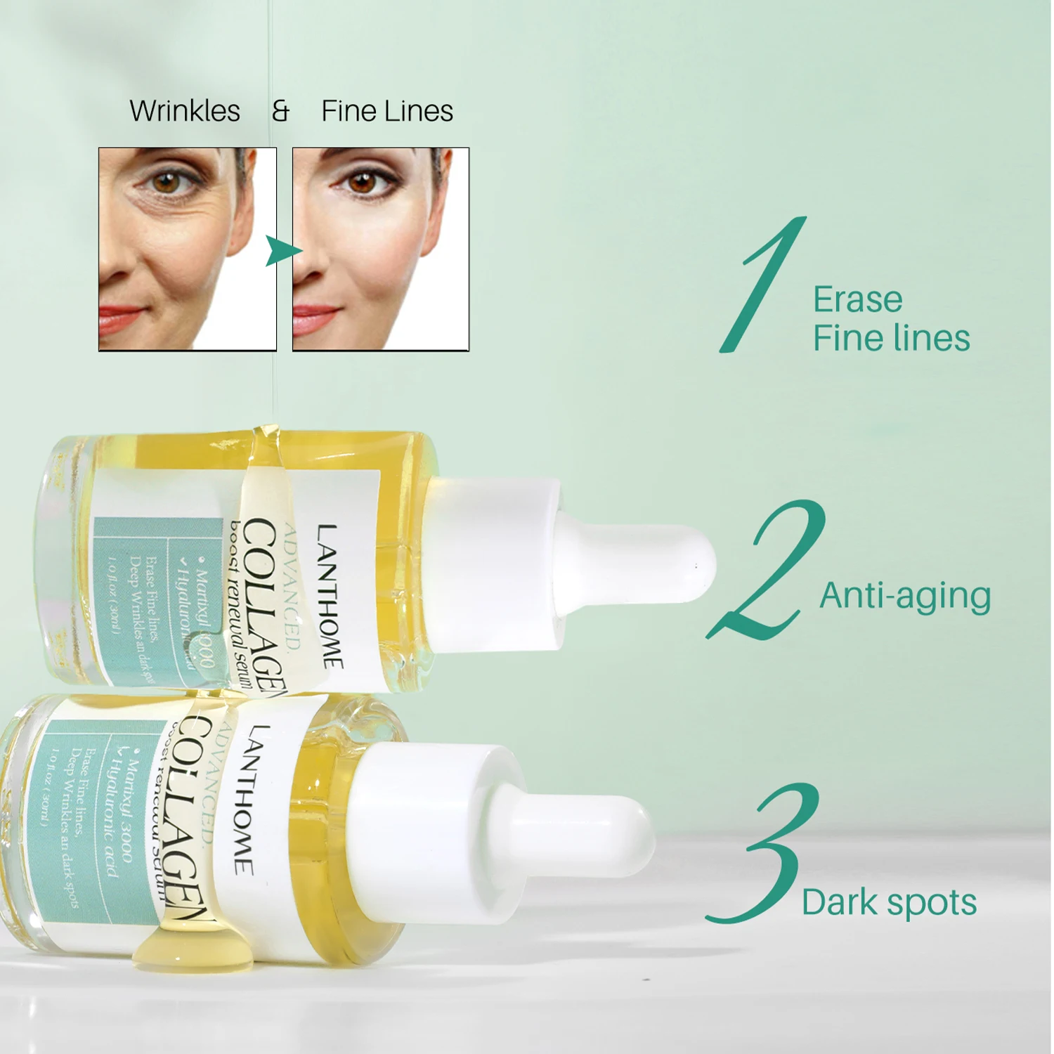 Lanthome female anti wrinkles fade fine lines advanced anti aging collagen boost hyaluronic acid face serum