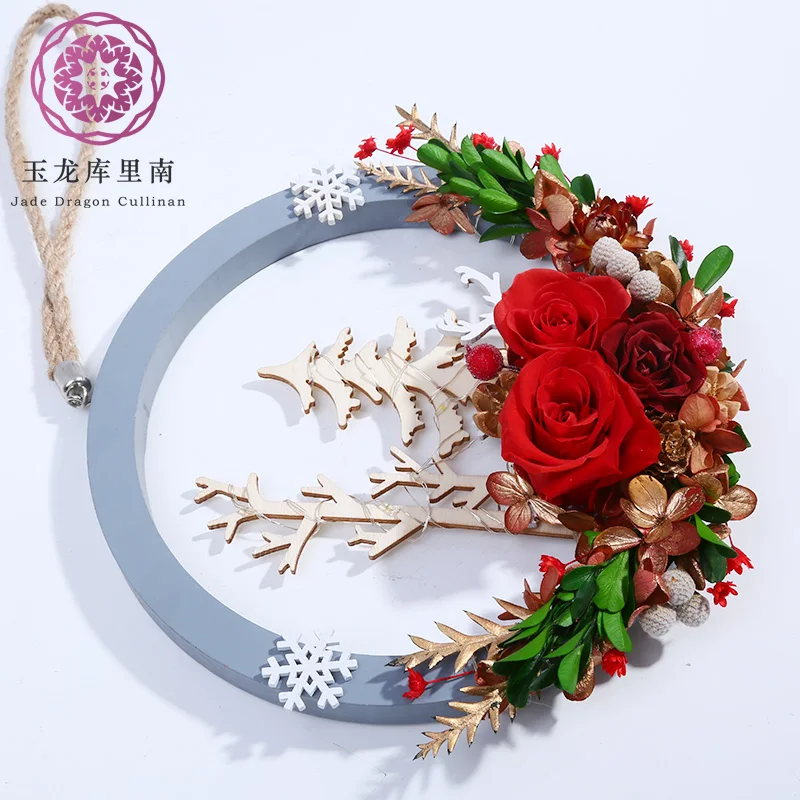 Wholesale New Forever Preserved Flower Rose Wreaths For Christmas Gifts