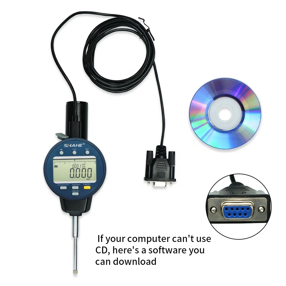 SHAHE NEW Metric/Inch 0-25.4mm 0.01mm Electronic Indicator with Rechargeable Battery Waterproof Digital Dial Indicator