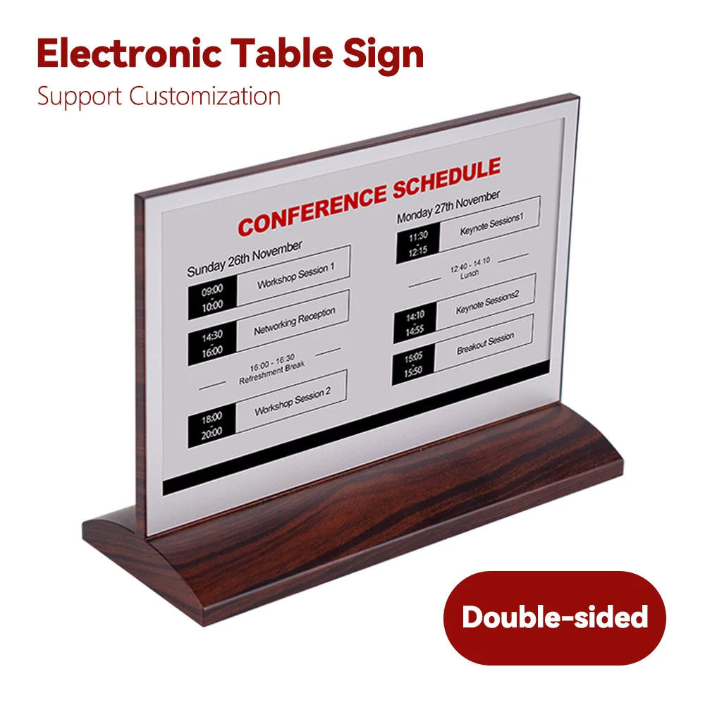 Display Digital Meeting Table Name Signs Stand And Double Side Electronic Table Eink Nameplate For Conference System