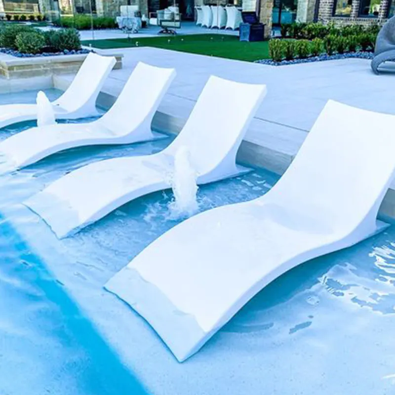 luxury fiberglass frp swimming pool lounger chair sun tanning pool island shelf tanning lounger