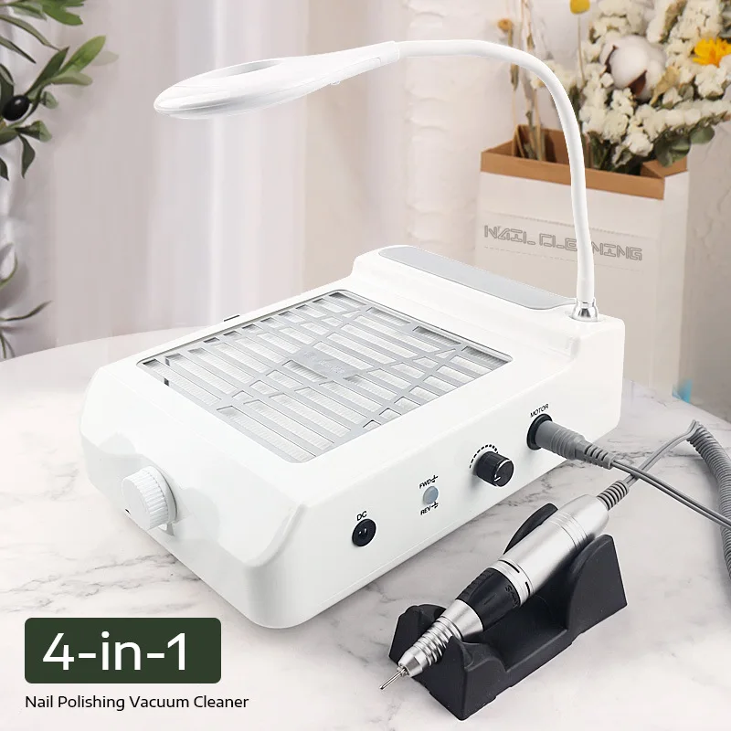 KaiManRui Top selling Nail Vacuum Suction Fan Dust Extractor Manicure Tool Dust Collector Desktop With LED lamp