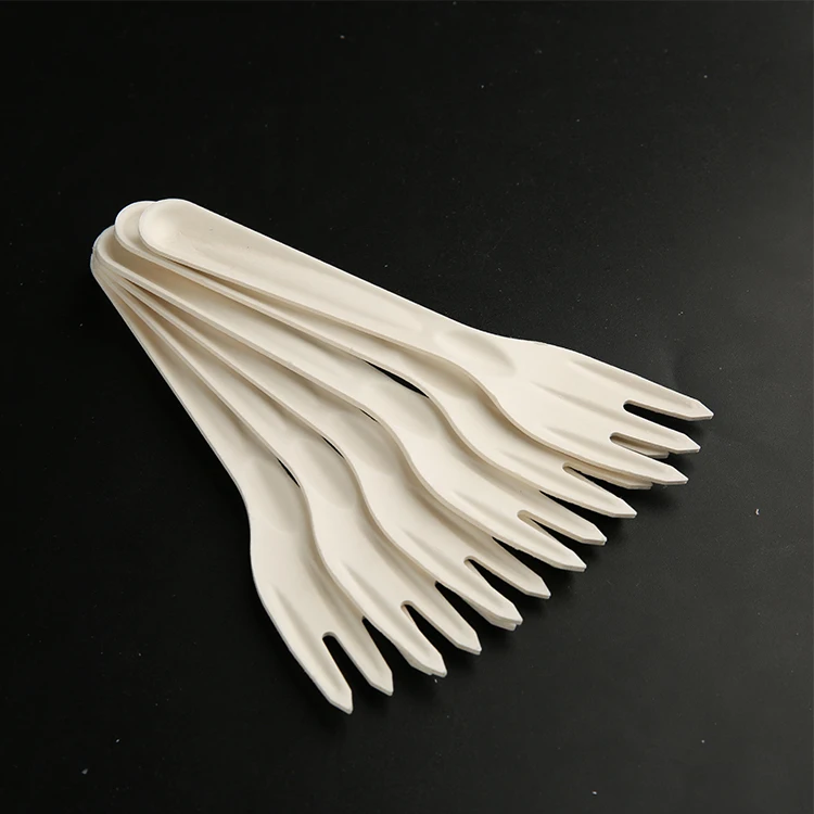 Biodegradable Disposable Sugarcane Pulp White edible cutlery bagasse paper knife fork spoon